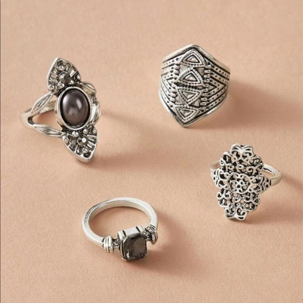 • Ellis • Gemstone Midi Ring Set 4 pc - Picture 2 of 3